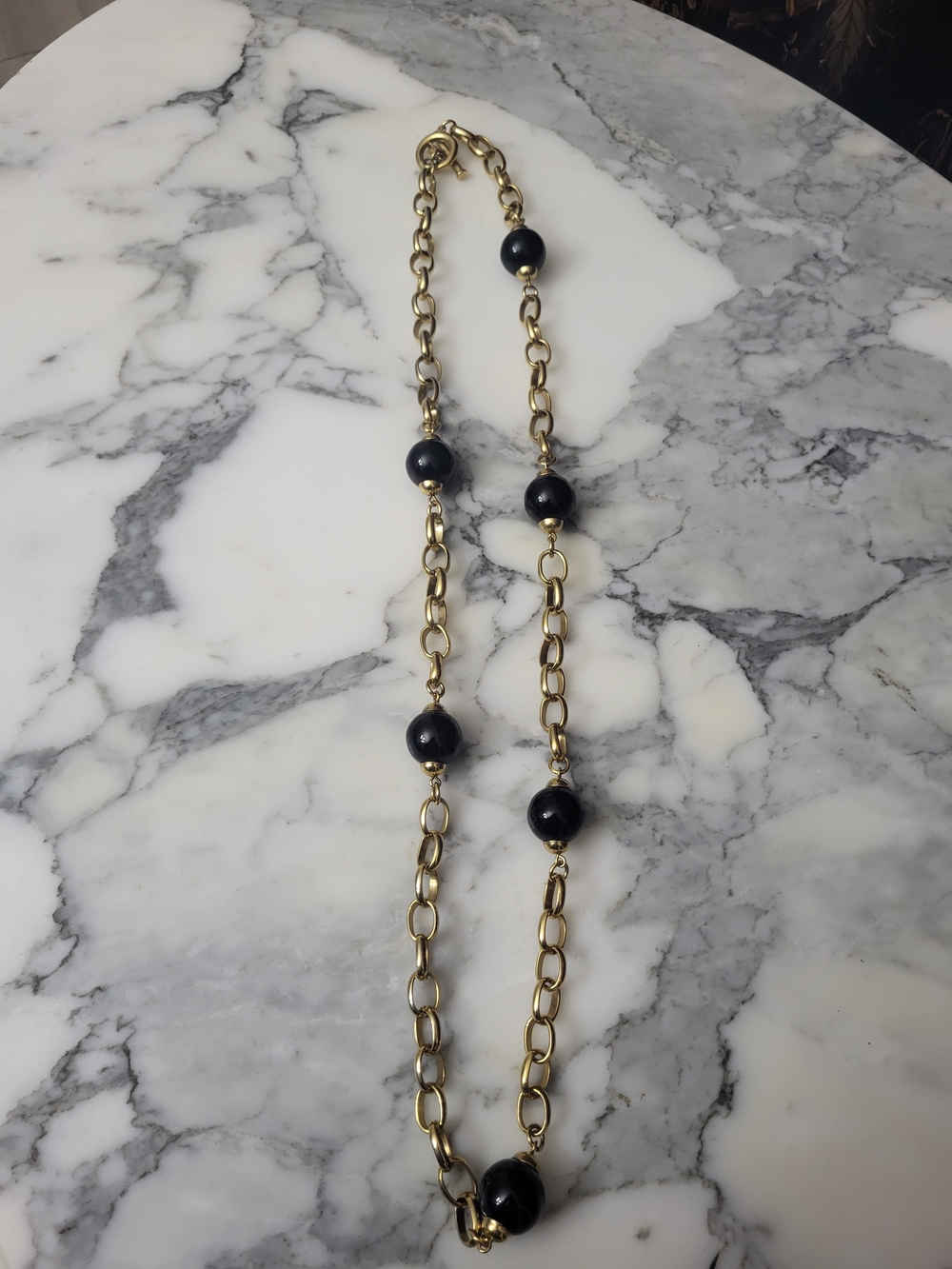 Banana Republic Gold Link Necklace with Black Beads